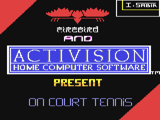 On-Court Tennis title screen for Commodore 64